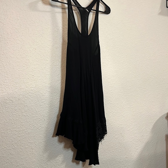 Free People Black Asymmetric Hem Slip dress, size xs. - Picture 1 of 10